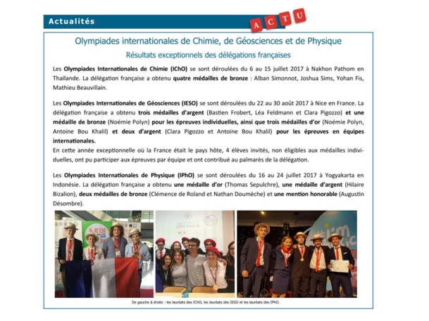 Parution de la lettre d'information N°27 "Sciences à l'école" Parution de la lettre d'information N°27 "Sciences à l'école"