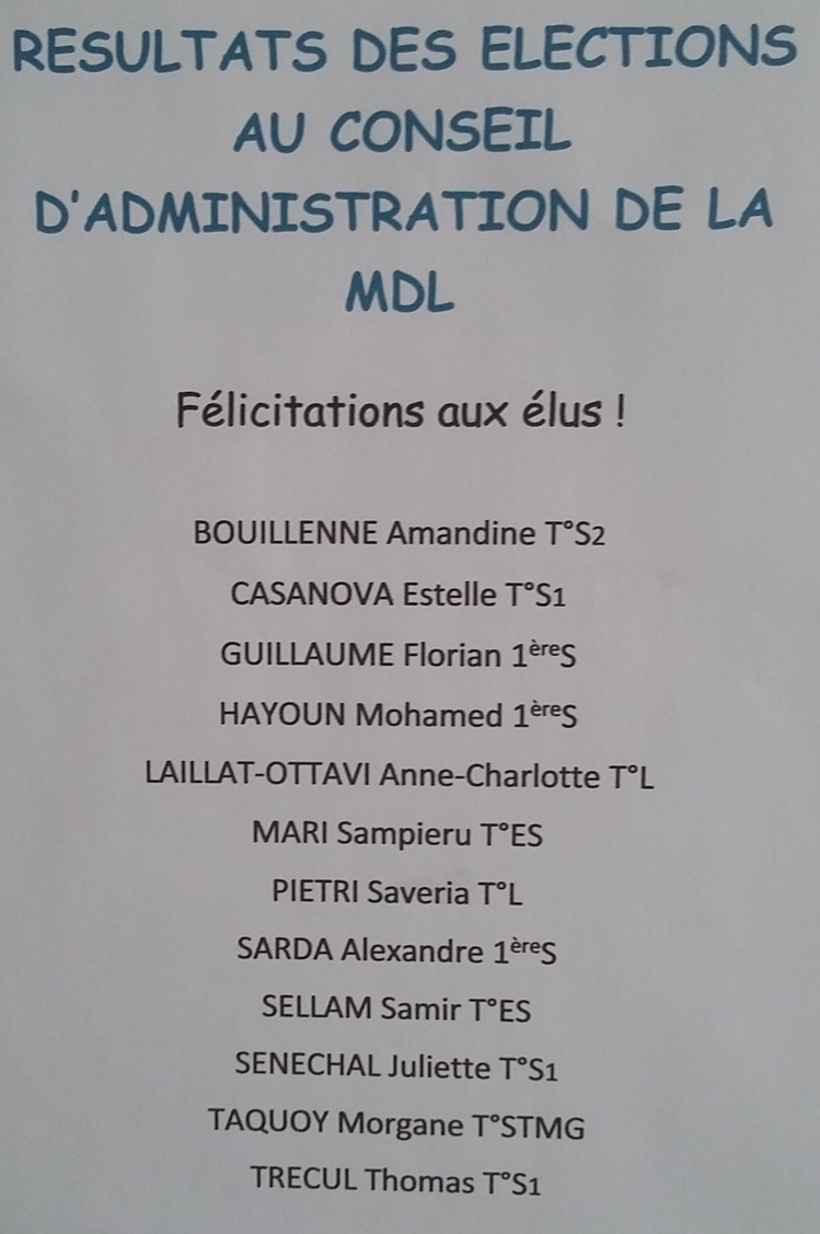 "Élections à la Maison Des Lycéens (MDL)" 