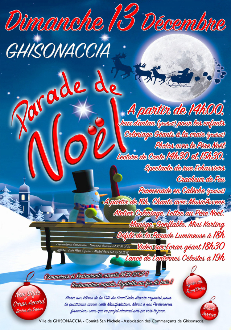 "Parade de Noël" : Dimanche 13 Décembre 2015, à Ghisonaccia