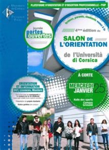 Salon de l'Orientation de l'Université de Corse "Journée Portes Ouvertes" : Mercredi 25 Janvier 2017, de 08h30 à 13h00 (Halle des sports, Campus Grimaldi, Corté)