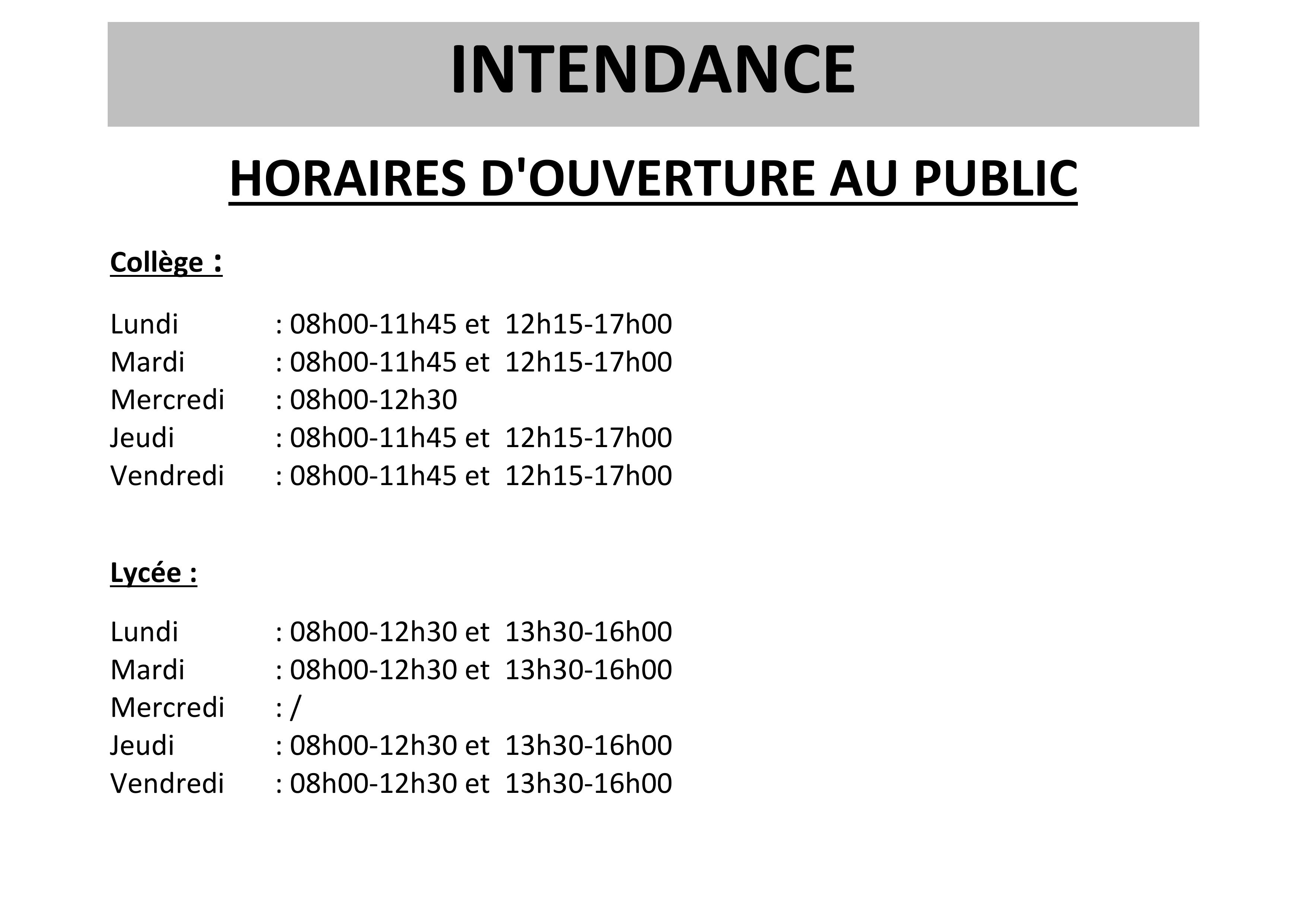 Horaires D'ouverture Au Public