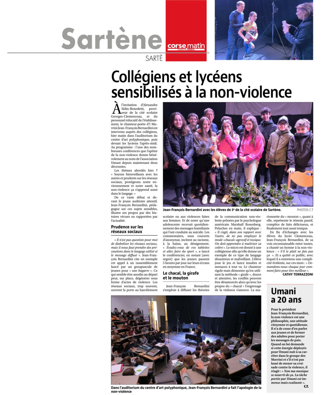 Intervention de l’association UMANI Intervention de l’association UMANI