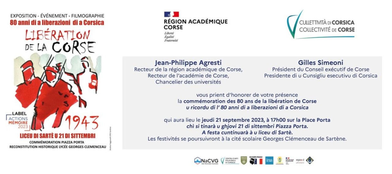 Cérémonie de commémoration du 80ème anniversaire de la Libération de la Corse - 21 septembre 2023 Cérémonie de commémoration du 80ème anniversaire de la Libération de la Corse - 21 septembre 2023