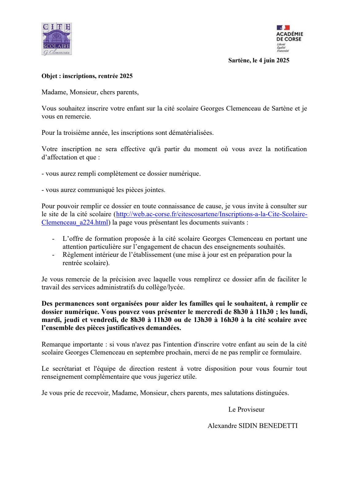 Inscriptions à la Cité Scolaire Clemenceau Inscriptions à la Cité Scolaire Clemenceau