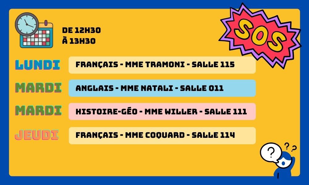 Le dispositif "SOS disciplines" sera effectif à partir du lundi 7 octobre 2024 au sein de l'établissement. Le dispositif "SOS disciplines" sera effectif à partir du lundi 7 octobre 2024 au sein de l'établissement.