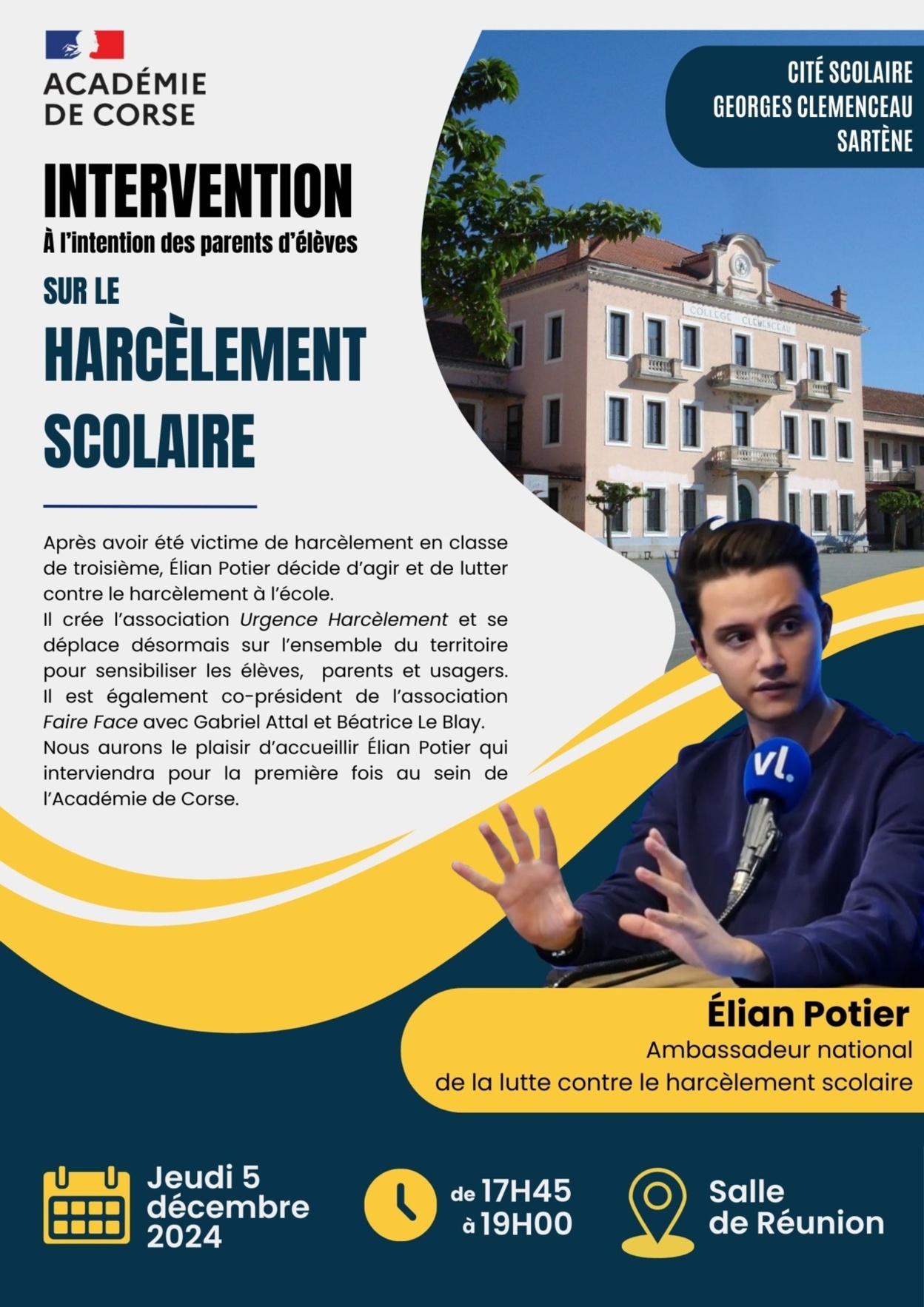 Intervention sur le harcèlement scolaire Intervention sur le harcèlement scolaire