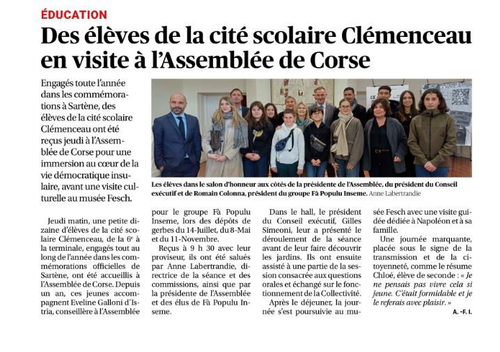 Visite de l'Assemblée de Corse