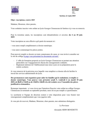 Inscriptions à la Cité Scolaire Clemenceau Inscriptions à la Cité Scolaire Clemenceau