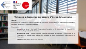 Webinaire à destination des parents de d'élèves de terminales