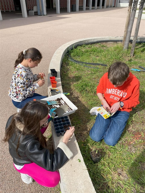 Les éco-délégués volontaires embellissent la cour : un partenariat avec le CPIE Les éco-délégués volontaires embellissent la cour : un partenariat avec le CPIE