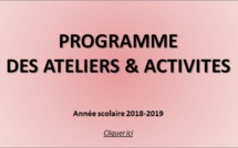 PROGRAMME DES ATELIERS &amp; ACTIVITES - année scolaire 2018-2019