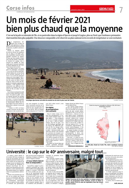 Articles de Corse Matin sur le réchauffement climatique
