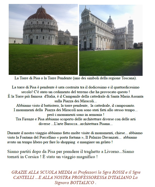 "Viaggio in Toscana Bella TOSCANA" ! 4 AB/DE - Anno scolastico 2014-2015