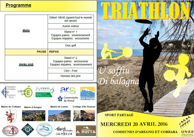 Le Triathlon classique et le Triathlon Sport Partagé de Balagne - 20/04/2016
