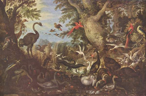 Roelandt Savery (1576-1639)  "Oiseaux dans un paysage"