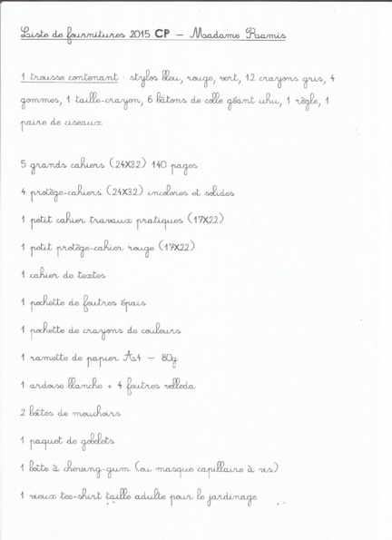 LISTES FOURNITURES 2016 LISTES FOURNITURES 2016