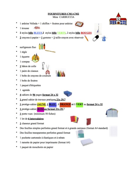 LISTES FOURNITURES SCOLAIRES 2017