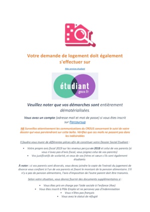 Demandes de bourses et de logements