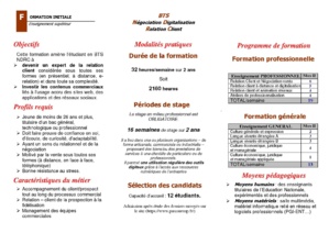 BTS NDRC : FORMATION SOUS STATUT SCOLAIRE