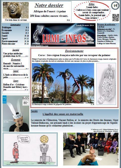 " Faites La Une " au collège de Saint-Florent (1er du concours) " Faites La Une " au collège de Saint-Florent (1er du concours)