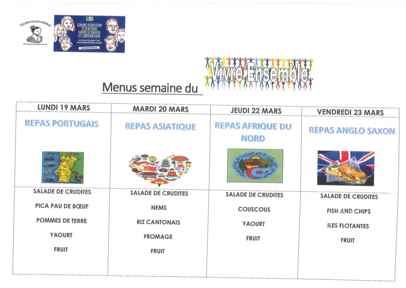 SEMAINE DU VIVRE ENSEMBLE AU COLLÈGE - DU 19 AU 23 MARS 2018 SEMAINE DU VIVRE ENSEMBLE AU COLLÈGE - DU 19 AU 23 MARS 2018