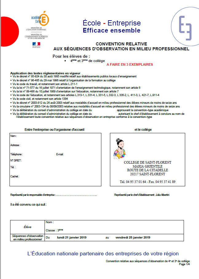 Préparation du stage en entreprise Préparation du stage en entreprise