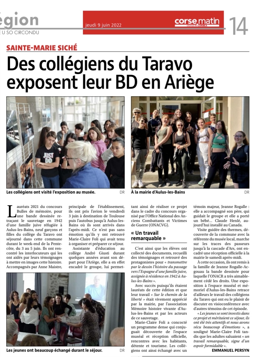 Les lauréats du concours Bulles de Mémoire 2021 exposent leur BD en Ariège